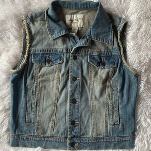 American Rag Blue Denim Retro Goth Vest